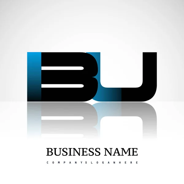 Letra Inicial Maiúscula Logotipo Moderno Simples Vinculado Cor Azul Preto —  Vetores de Stock