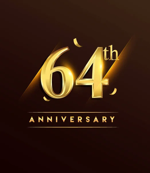 Logotipo Brilhante Anos Com Confete Dourado Isolado Fundo Escuro Design — Vetor de Stock