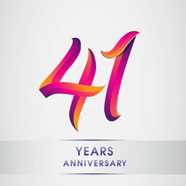 41Esimo Anniversario Celebrazione Logotipo Disegno Colorato Logo Compleanno Sfondo Bianco — Vettoriale Stock