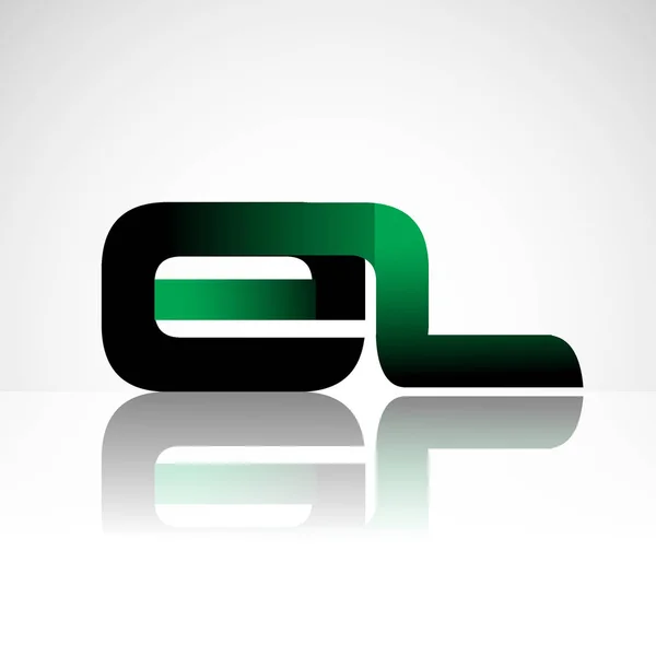 Letras Iniciales Logo Moderno Simple Mayúsculas Enlazadas Color Verde Negro — Vector de stock