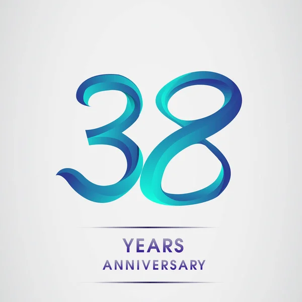 Anni Celebrazione Anniversario Logotipo Blu Isolato Sfondo Bianco 98Esimo Logo — Vettoriale Stock