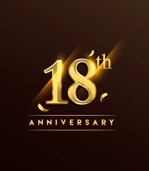Yıldönümü Parlayan Logo Renkli Konfeti Altın Ile Tebrik Kartı Davetiye — Stok Vektör