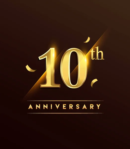 Logotipo Brillante Aniversario Con Confeti Color Dorado Aislado Sobre Fondo — Vector de stock