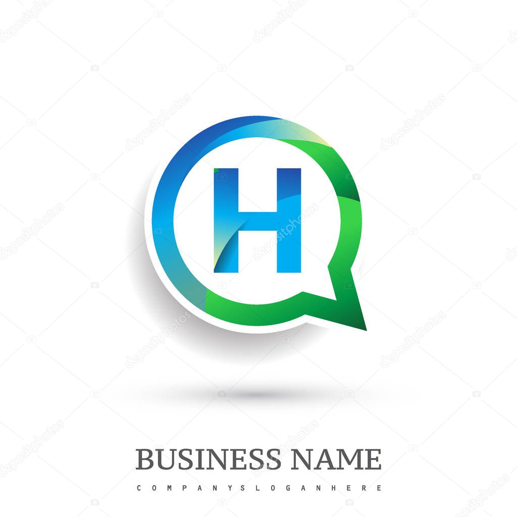 Logo H letter colorful on circle chat icon. Modern logo design for your application or company identity.