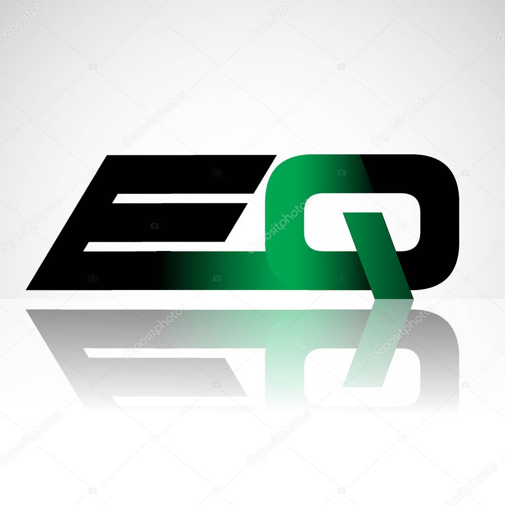 Initial letters eq uppercase modern and simple logo linked green and black colored, isolated in white background. Vector design for company identity.