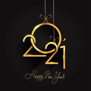 Mutlu yıllar 2021 - Yeni Yıl Parlak zemin, metin tasarımı altın rengi, takvim ve tebrik kartı elemanları.