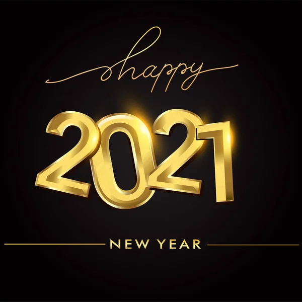 Feliz Año Nuevo 2021 Diseño Texto Color Oro Aislado Sobre — Vector de stock