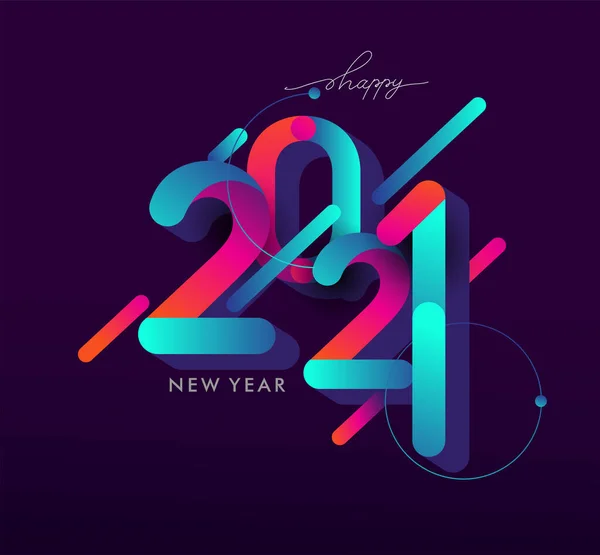 Feliz Año Nuevo 2021 Con Brillo Aislado Sobre Fondo Negro — Vector de stock