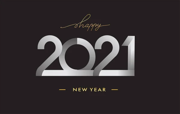 2021 Moderno Logotipo Feliz Año Nuevo 2021 Signo Vector Ilustración — Vector de stock