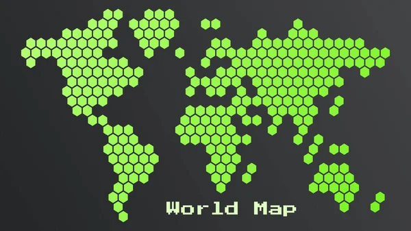 World Information Security Concept Abstraktní Mapa Světa Složená Šestiúhelníků Hex — Stockový vektor