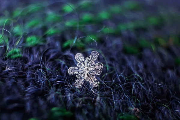 Copos Nieve Cerca Foto Macro Concepto Invierno Frío Belleza Naturaleza —  Fotos de Stock