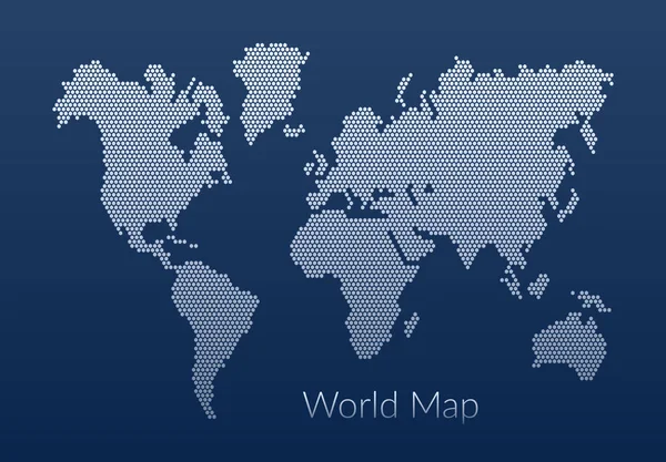 Weltweites Konzept Der Informationssicherheit Eine Abstrakte Weltkarte Aus Sechsecken Metallischer — Stockvektor