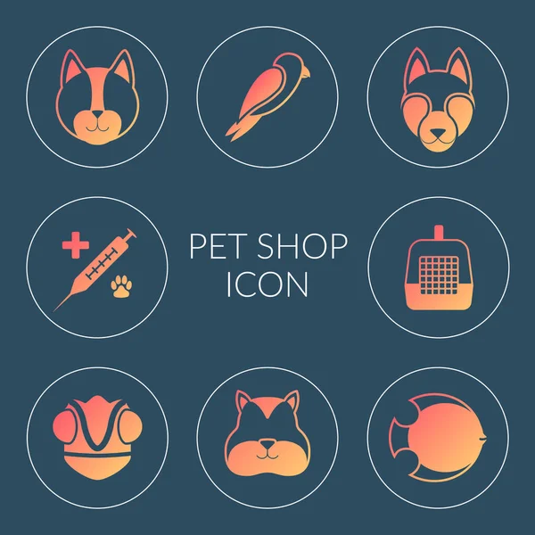 Vector Set Icons Subjects Online Pet Store Illustrations Silhouettes Cat — Stock Vector