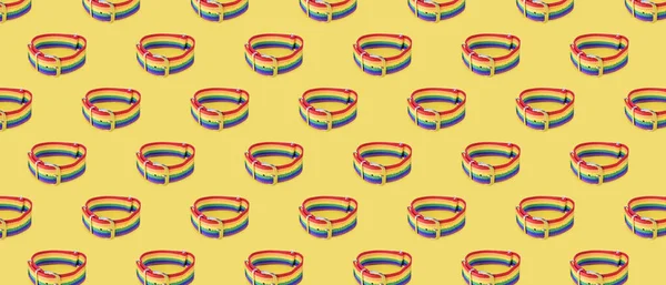 Brazalete Lgbt Sobre Fondo Amarillo Patrón Concepto Tolerancia Sexual Detener — Foto de Stock