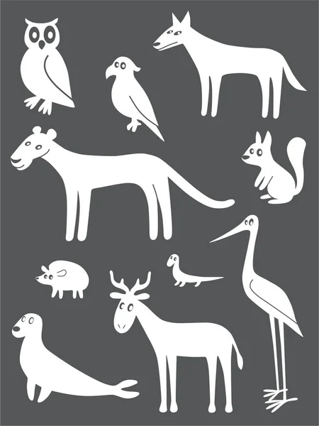 Conjunto de animales abstractos — Vector de stock