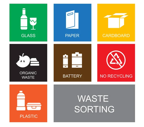 Set di colori per la selezione dei rifiuti — Vettoriale Stock