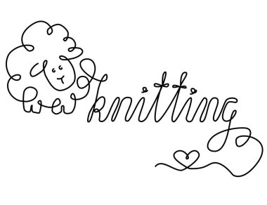 Örgü amblemi tasarımı. Elle çizilmiş çizgi illüstrasyon. 