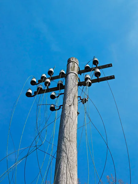 Poste Teléfono Con Cable Destruido — Foto de Stock