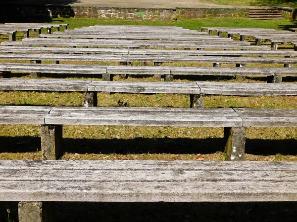 Benches in an open-air stage