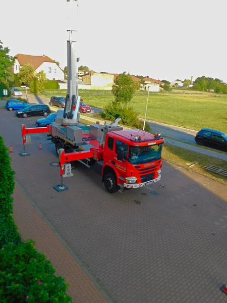 Templin Braniborská Čtvrť Uckermark Německo Červenec 2019 Anténa Práce Zdvihníkem — Stock fotografie