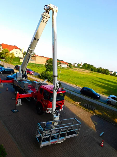 Templin Brandenburgia Powiat Uckermark Niemcy Lipca 2019 Antena Pracy Wciągnika — Zdjęcie stockowe
