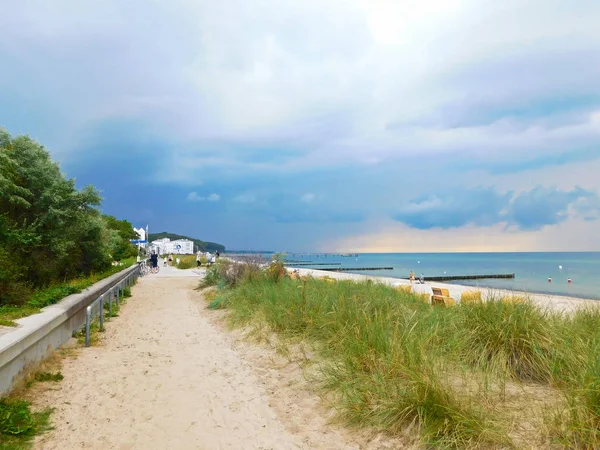 Weather Clouds Beach Beautiful Baltic Coast Oldest Seaside Resort Germany Stock Image