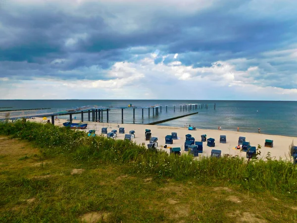 Lavori Costruzione Ponti Sul Molo Sulla Costa Baltica — Foto Stock