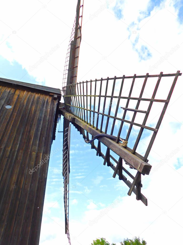 The reconstructed wooden post mill