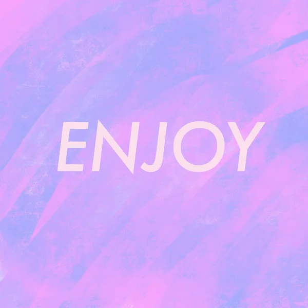 Word ENJOY抽象的粉色和紫色背景 — 图库照片