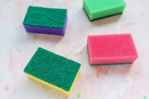 New colorful sponges for dishwashing and cleaning — Stock Photo, Image