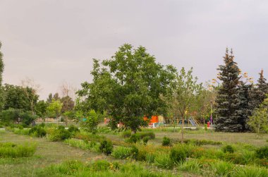 Yalnız onların çevirmek için bekleyen çocuk parkı içinde sallanır