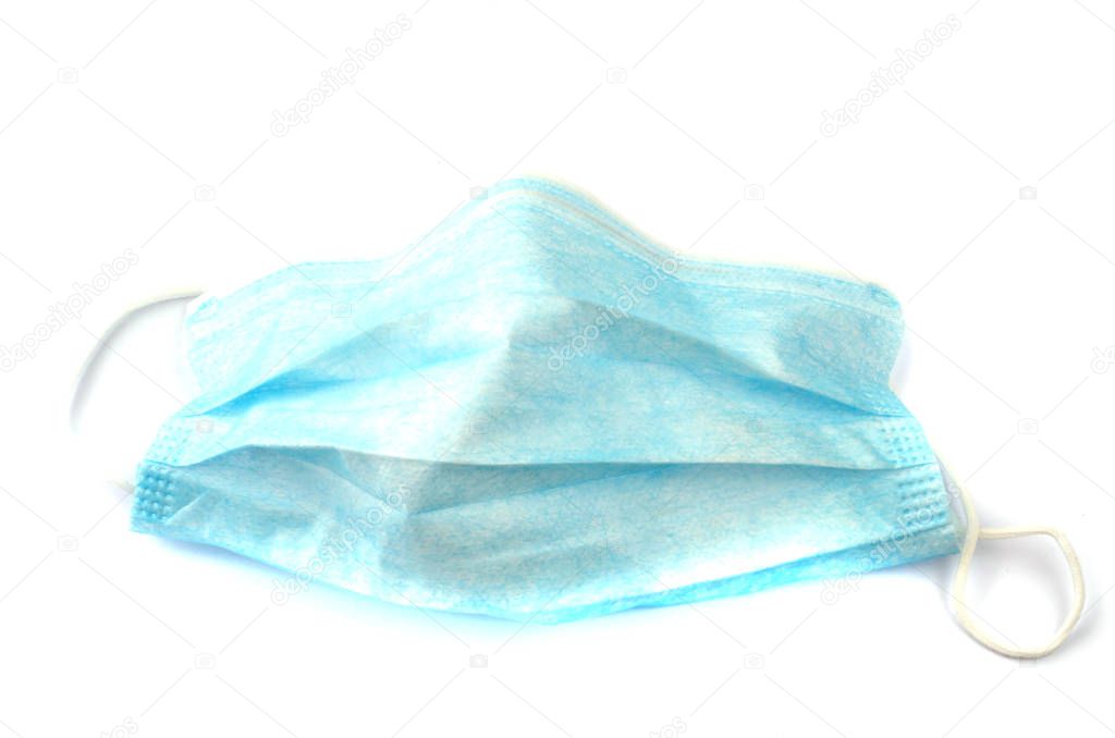 Sterile medical mask on a white background.