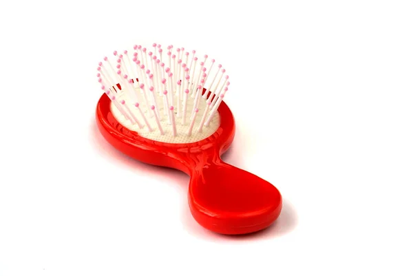 Elegant Red Hair Comb Brush Handle Isolated Transparent White Background — Stock Photo, Image