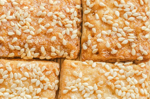 Susam üst görünüm metin için büyük arka plan çerezleri.