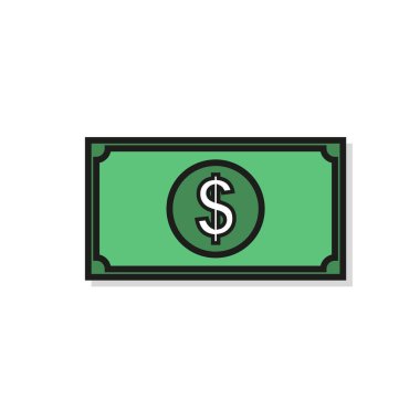 Dolar simgesi. Düz tasarımda vektör illüstrasyonu