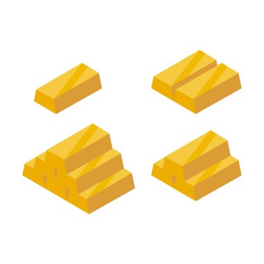 Altın külçeleri. İzometrik tasarımda vektör illüstrasyonu