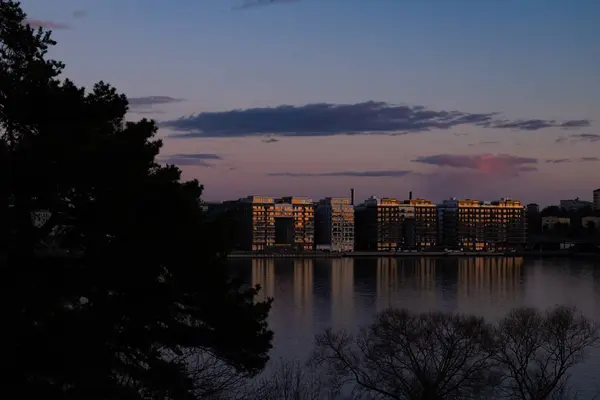 Силуэт Ночной Вид Стокгольма — стоковое фото