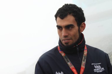 Merida, Venezuela - 12 Mayıs 2017: Teleferico istasyonunda yerel bir işçinin portresi.