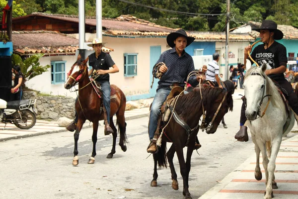 Τσοξς Βενεζουέλα Μαΐου 2017 Έφηβοι Που Ιππεύει Άλογα Κατά Διάρκεια — Φωτογραφία Αρχείου