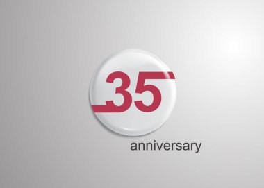 38 yıl kutlamaları Logo, 3d beyaz yuvarlak zemin içinde kırmızı düz tasarım