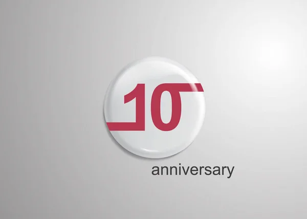 年周年ロゴ の白い丸い背景中赤のフラット デザイン — ストックベクタ