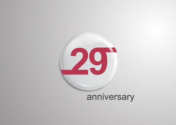 29 Years Anniversary Logo Celebration, red flat design inside 3d white rounded background