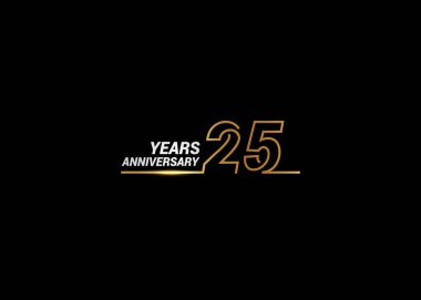 25 yıl yıldönümü logo için şirket kutlama olay, beyaz arka plan üzerinde izole bir bağlantılı çizgi yapılmış altın renkli yazı tipi numaraları ile Doğum günü