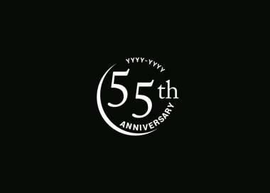 elli beşinci yıldönümü beyaz işareti siyah arka plan, vektör çizim