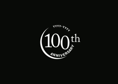 yüzüncü yıldönümü beyaz işaret siyah arka plan üzerine, vektör çizim