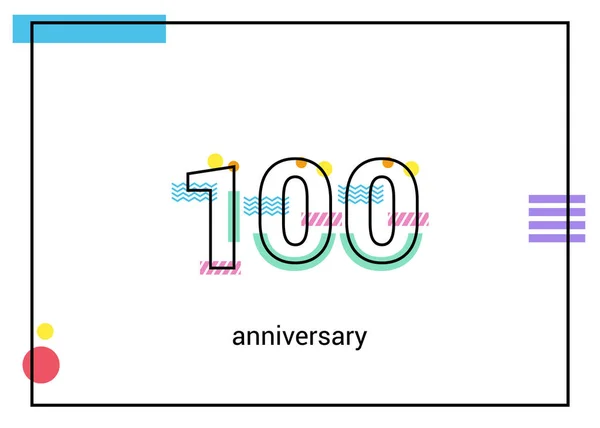 100 Годовщина Простой Черной Линии Орнаментами Мемфиса Изолированы Белом Фоне — стоковый вектор