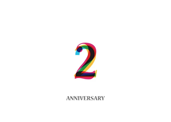 Beyaz Arka Plan Üzerinde Izole Renkli Yıldönümü Logo Tasarım — Stok Vektör