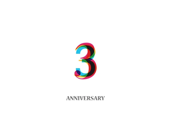 Colorful Anniversary Logotype Design Isolated White Background — Stock Vector