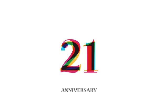 21Jaar Kleurrijke Verjaardag Logo Ontwerp Geïsoleerd Witte Achtergrond — Stockvector