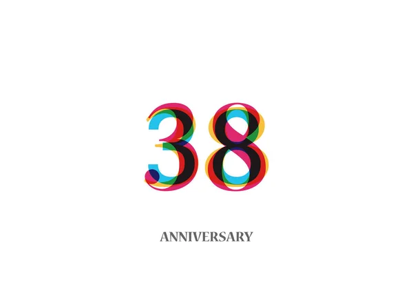 Ans Design Logotype Anniversaire Coloré Isolé Sur Fond Blanc — Image vectorielle